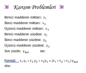 Karışım Problemleri Formülü